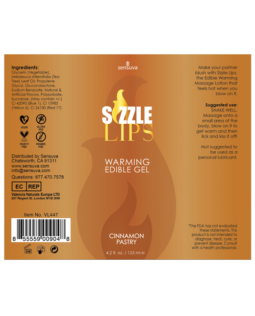 Sensuva Sizzle Lips Warming Gel - 4.2 Oz - Image 2