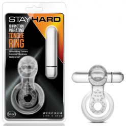 Blush Stay Hard Vibrating Tongue Ring - 10 Function Clear