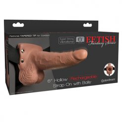 Fetish Fantasy Series 6" Hollow Rechargeable Strap On W/balls - Tan