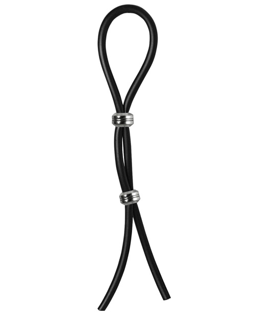 Bolo Double Silicone Lasso W/two Silver Beads - Black