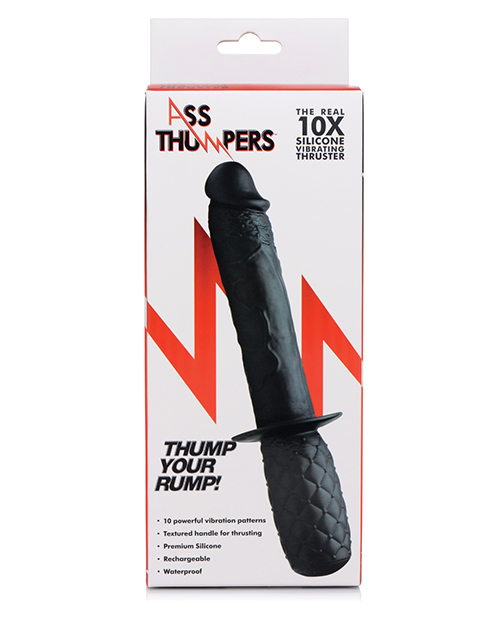 Ass Thumpers Real 10x Silicone Vibrating Thruster - Black