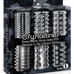 The 9's Crystalline Tpr Cock Sleeve 6 Pack - Clear