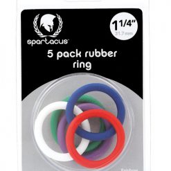 Spartacus 1.25" Rubber Cock Ring Set - Rainbow Pack Of 5