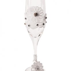 Bride To Be Champagne Glass  W/white Lace Trim