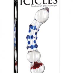Icicles No. 18 Hand Blown Glass Massager - Clear W/blue Knobs