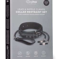 Easy Toys Faux Leather Collar W/nipple Chains - Black