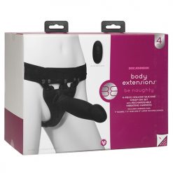 Body Extensions Be Naughty Vibrating 4 Piece Strap On Set - Black