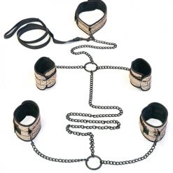 Spartacus Faux Leather Collar To Wrist & Ankle Restraints Bondage Kit W/leash