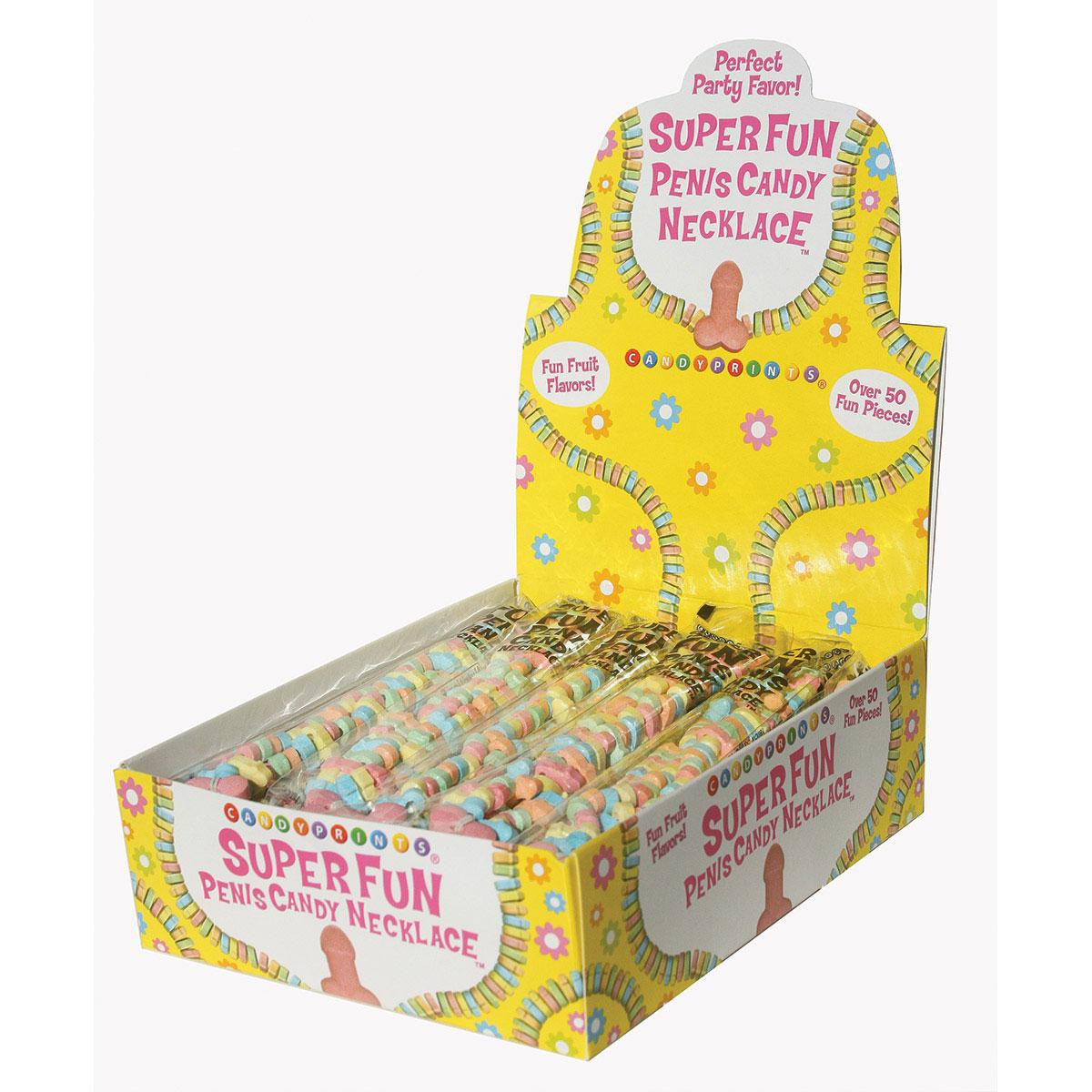 Super Fun Penis Candy Necklace - 24 pc/display
